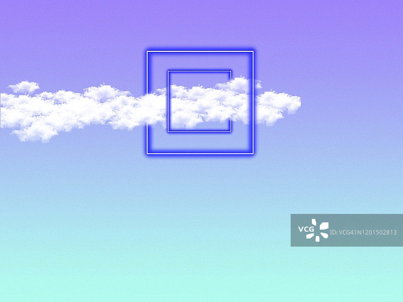 蓝色霓虹广场灯在美丽的蓝天白云之间图片素材
