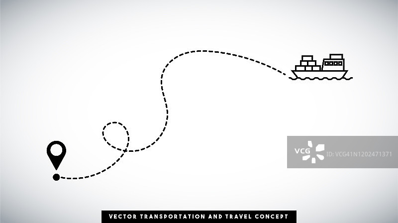 船线路径矢量设计。交通和旅行的概念。图片素材