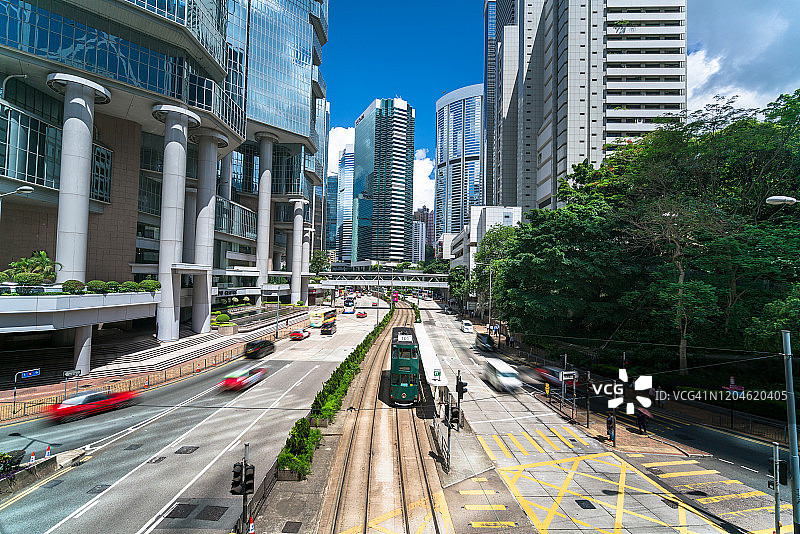 中国香港市区街道上的交通状况图片素材