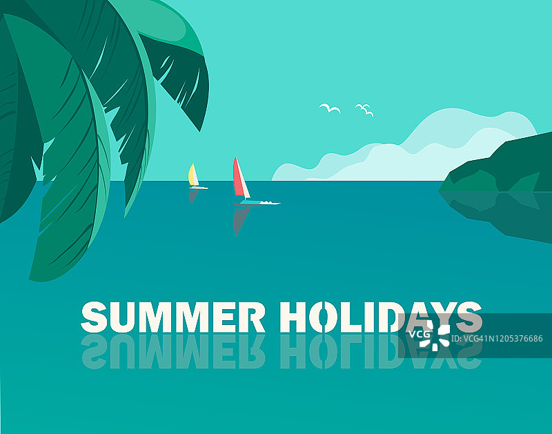 夏季海边度假矢量海报模板图片素材