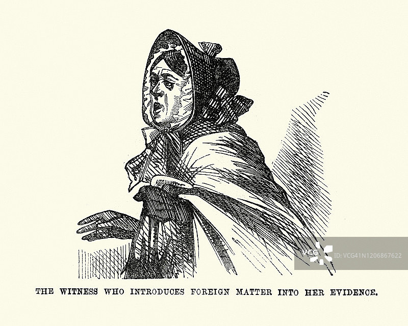 证人，法庭，维多利亚时代的伦敦人物，1850年代图片素材