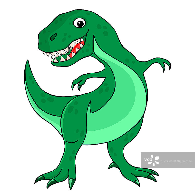快乐的绿色恐龙霸王龙。图片素材
