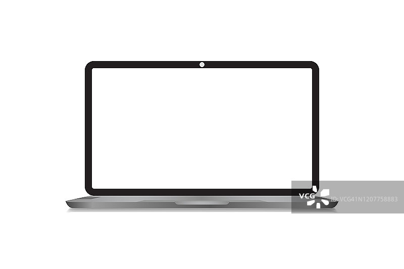 真实的笔记本电脑显示与空白屏幕上的白色背景。笔记本矢量插图元素。图片素材