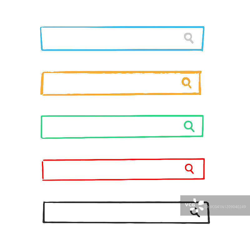 搜索栏手绘模板图标设置矢量设计的白色背景。图片素材