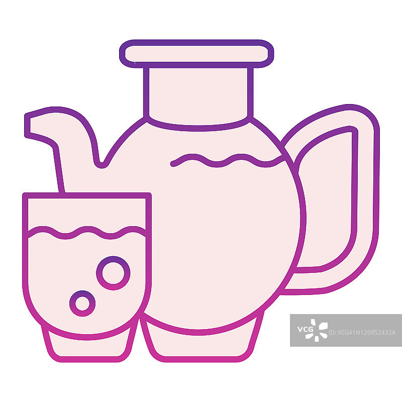 汁平图标。一杯果汁紫色图标在时尚的平面风格。果汁壶梯度风格的设计，为网页和应用程序设计。Eps 10。图片素材