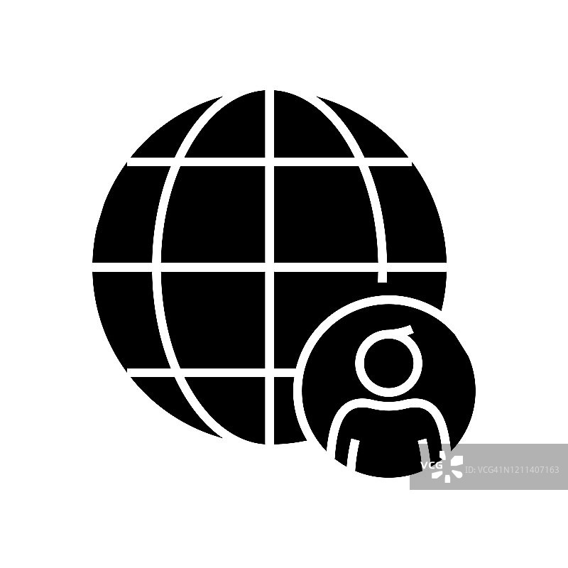 世界贸易黑色图标，概念插图，矢量平面符号，象形符号图片素材