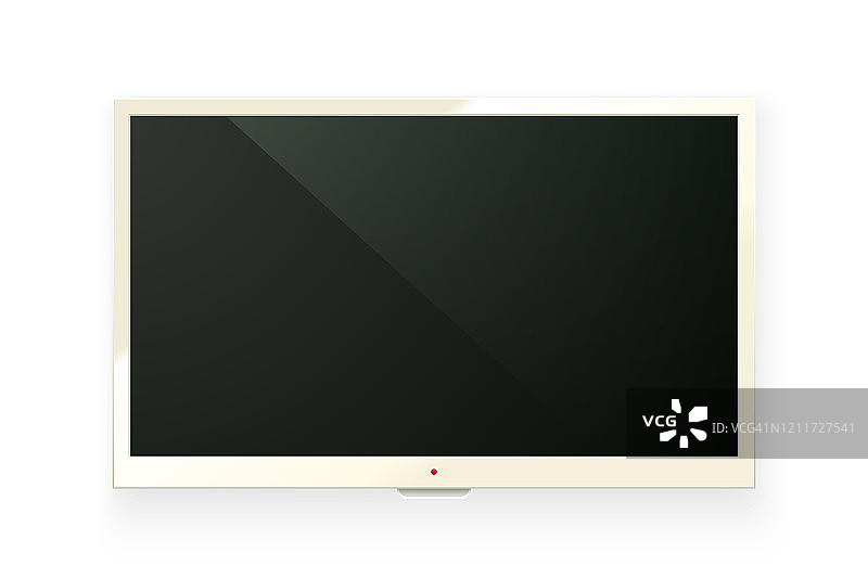 矢量现实白色电视led屏幕隔离在透明的背景。现代的液晶面板。电脑显示器模型。空白电视平面设计元素的目录，网页，作为模拟图片素材