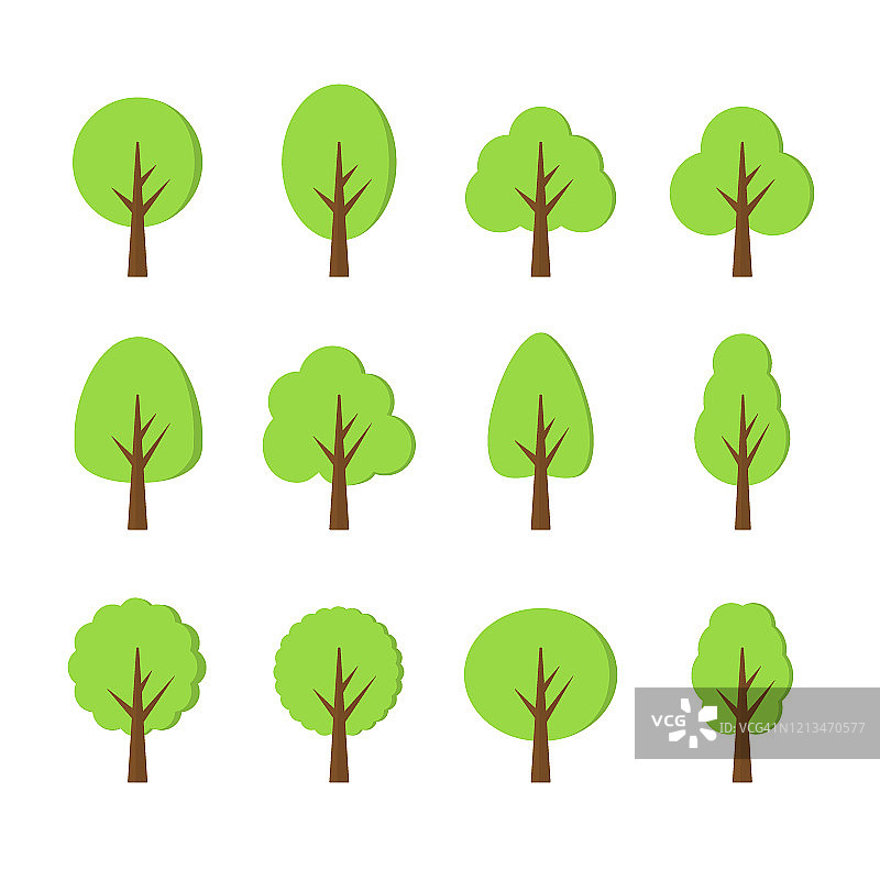 绿树森林背景，自然概念，矢量插图。图片素材