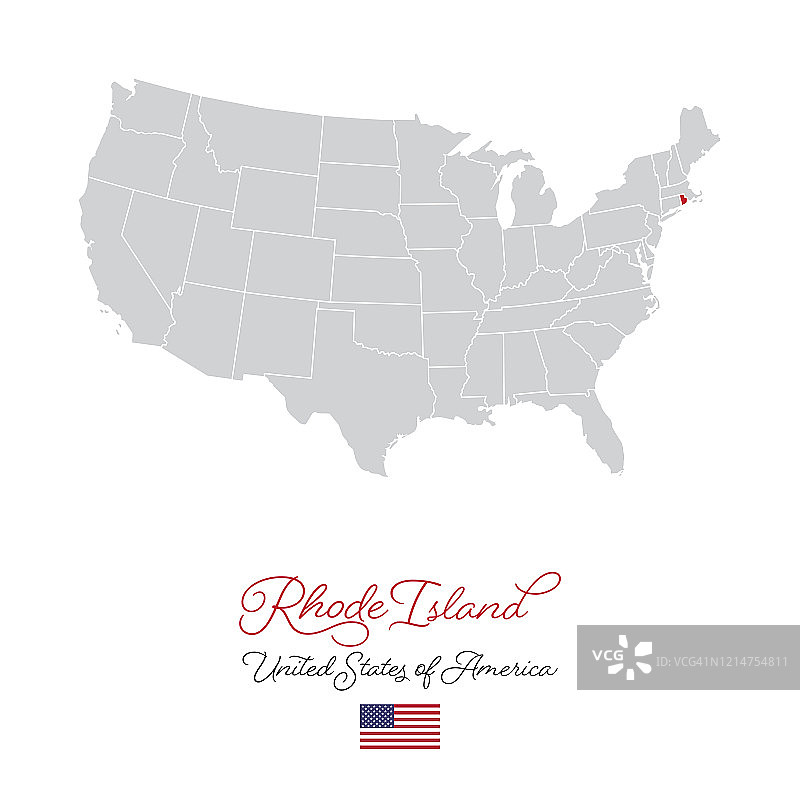 罗德岛在美国矢量地图插图图片素材