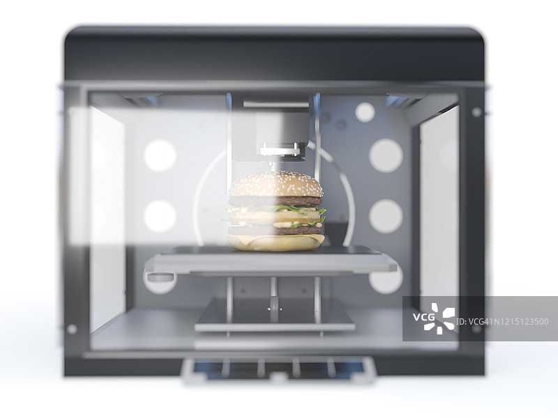 3d打印机打印一个汉堡，插图图片素材