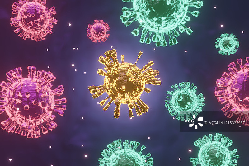 3D渲染，人体考拉病毒。coronavirus (nCoV)或covid-19图片素材