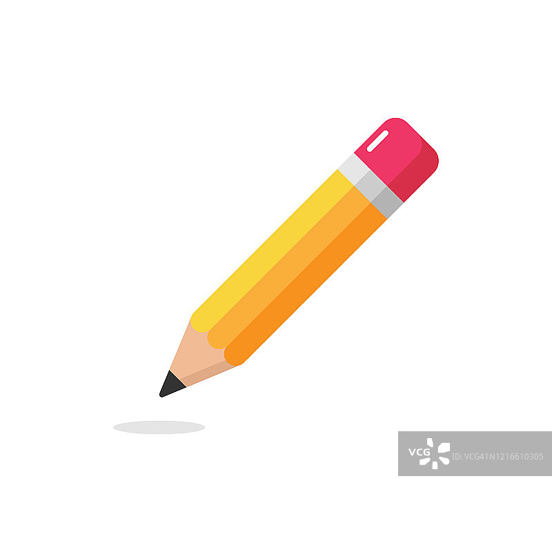 铅笔图标。橡皮笔平面设计和回到学校的概念在白色的背景。图片素材