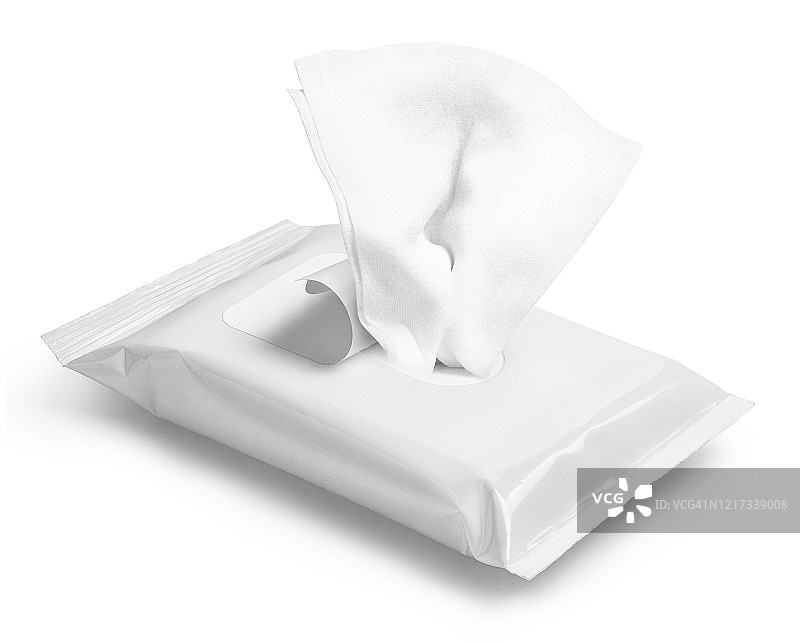 湿纸巾流包在白色图片素材