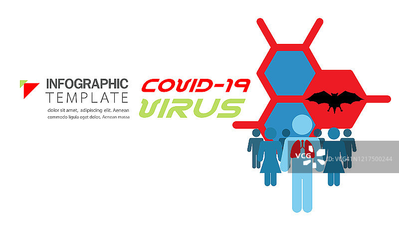 标志图标插画医学covid-19病毒，现代设计理念概念向量，信息图形模板，平面设计。图片素材