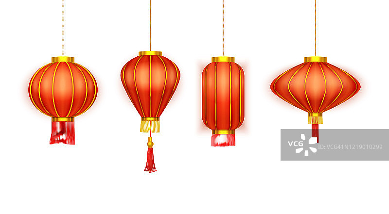 唐人街灯笼，中国新年纸灯图片素材