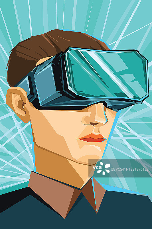 戴着虚拟现实眼镜或VR头盔的人图片素材