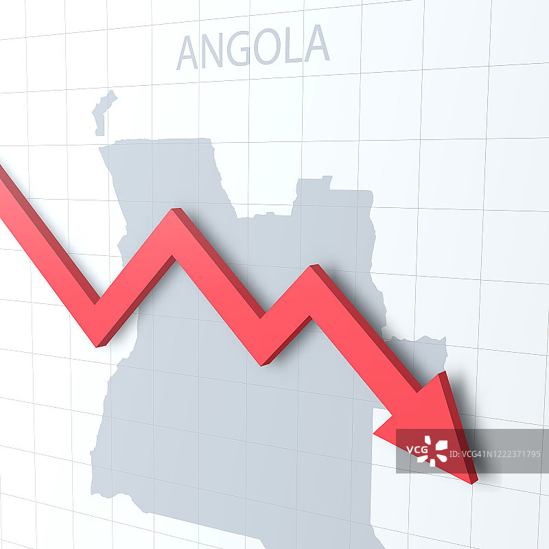 落下的红色箭头与安哥拉地图的背景图片素材