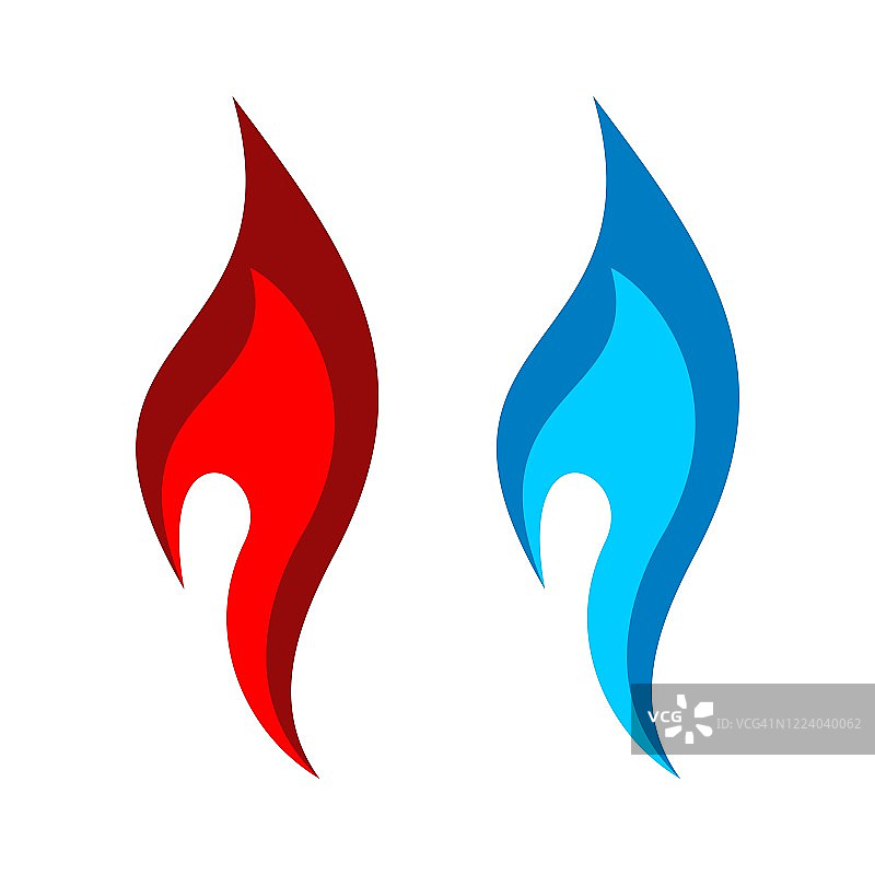 精灵火焰火红色或蓝色标志模板插图设计。向量EPS 10。图片素材