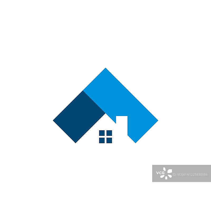蓝色屋顶房子标志模板插图设计。向量EPS 10。图片素材