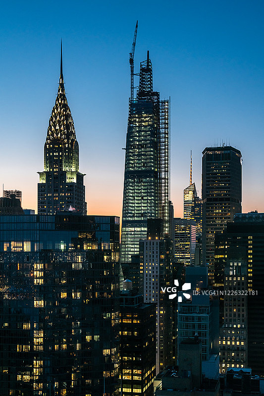 高角度日落的中城-纽约图片素材