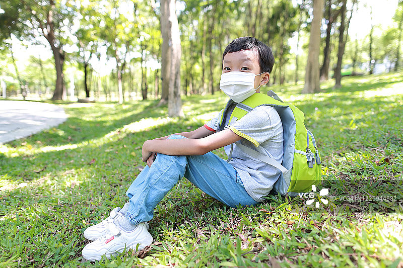 孩子们戴口罩是为了保护自己免受病毒和空气污染。图片素材