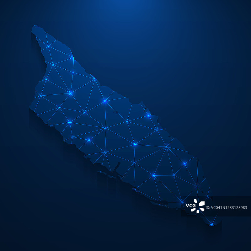 阿鲁巴地图网络-明亮的网格在深蓝色的背景图片素材
