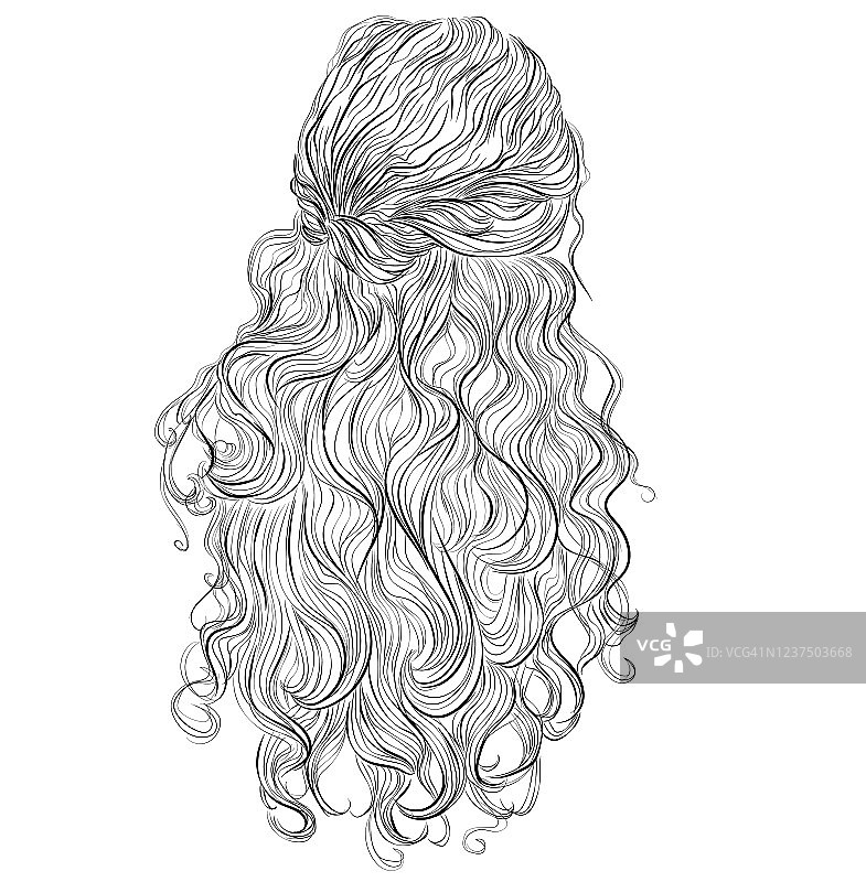 长长的卷发，梳着辫子，是婚礼的标志性发型图片素材