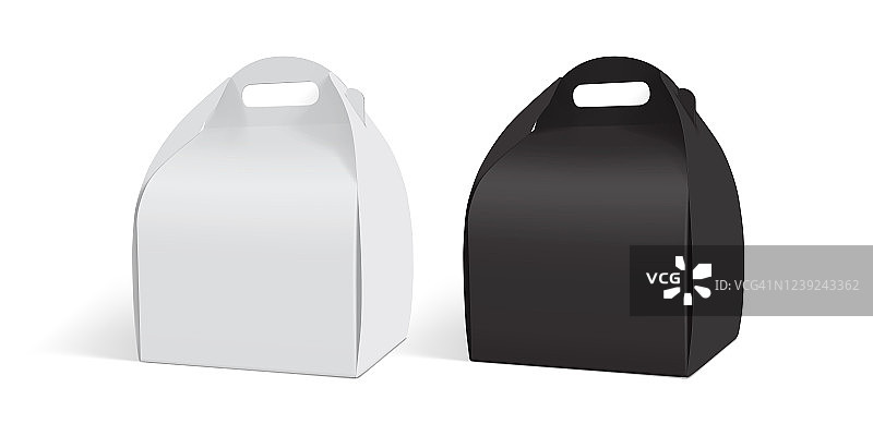 白色和黑色纸盒孤立在白色背景模拟矢量图片素材