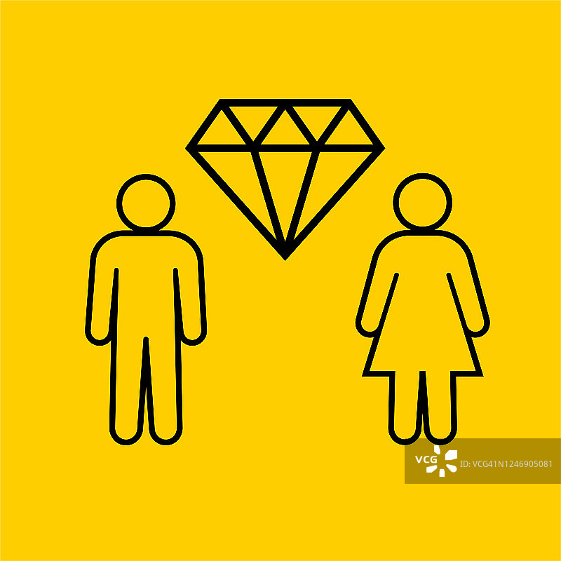 有钻石图标的男人和女人图片素材