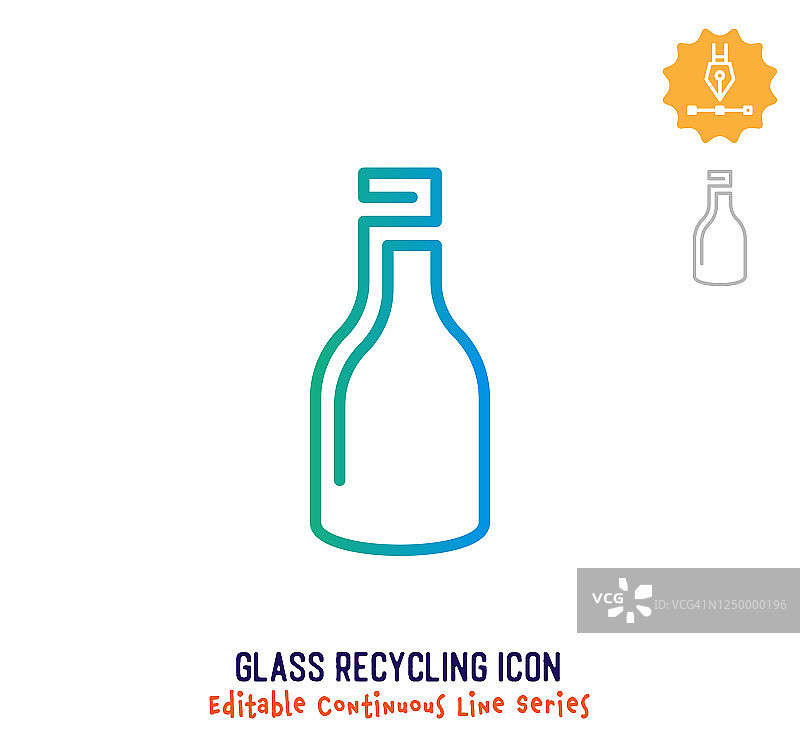 玻璃回收连续线可编辑图标图片素材