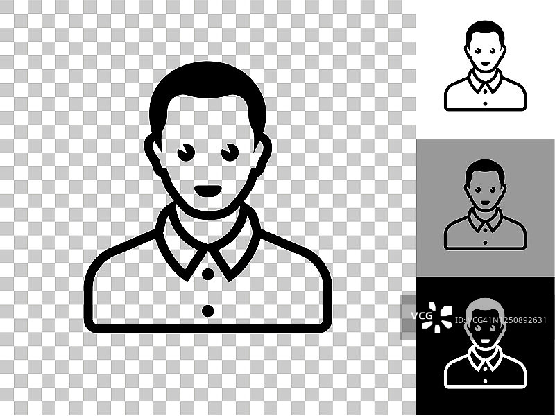 男人的脸肖像图标在棋盘透明的背景图片素材