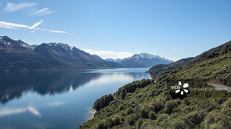 湖与山，瓦卡蒂普湖，奥塔哥，南岛，新西兰图片素材