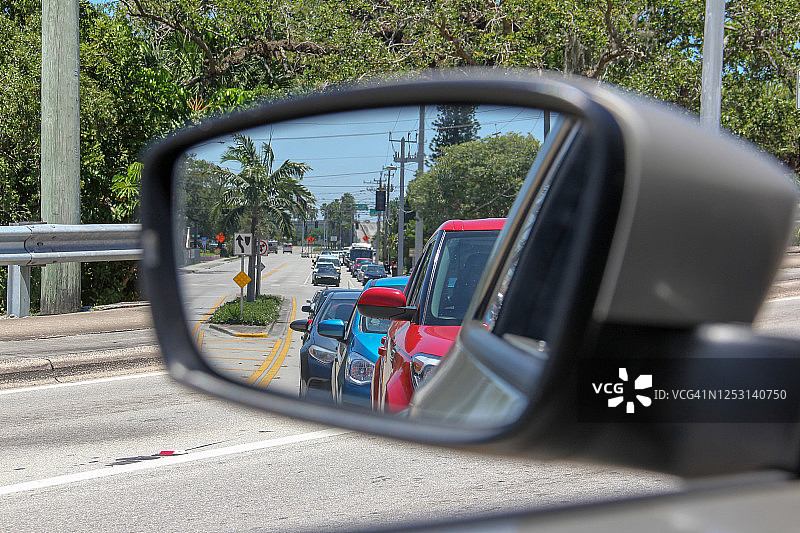 交通反映在侧视镜图片素材