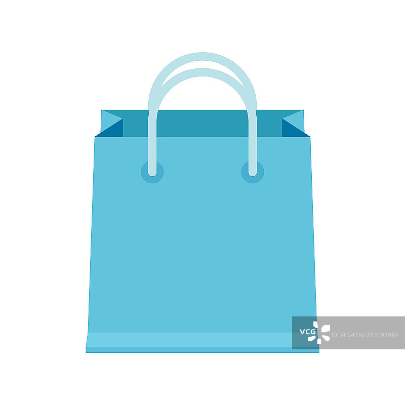 袋纸蓝色为图标孤立在白色，纸板蓝色处理袋零售集装箱，剪辑艺术包装袋蓝色软颜色，纸袋空白图片素材