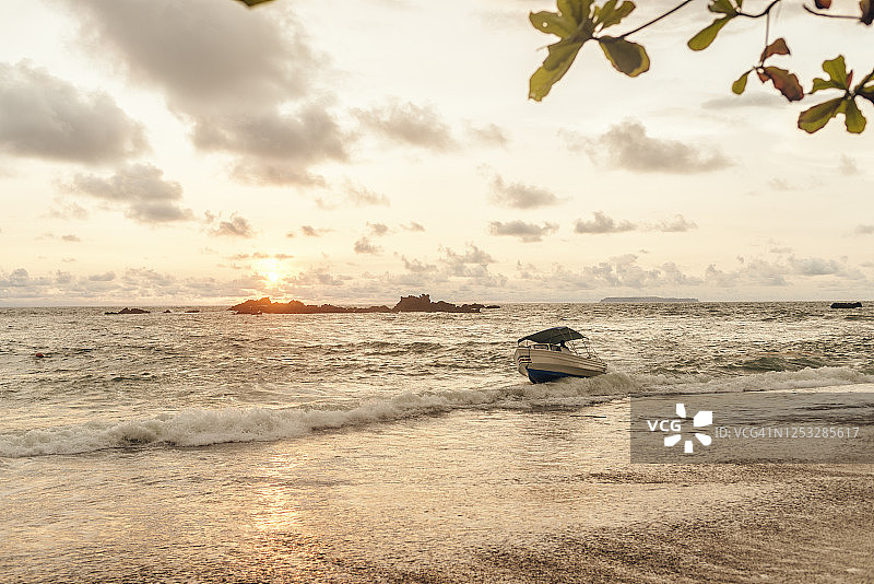 日落时的海滩景观，哥斯达黎加图片素材