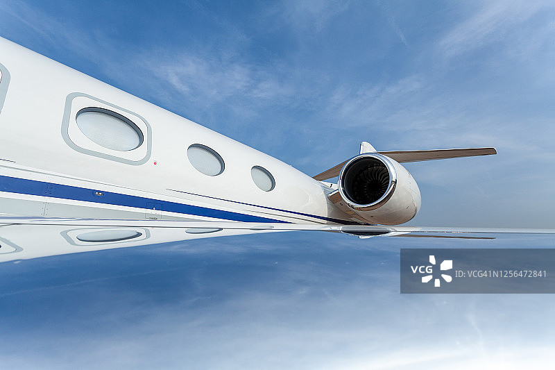 湾流G650私人飞机机翼和机身宽视野图片素材