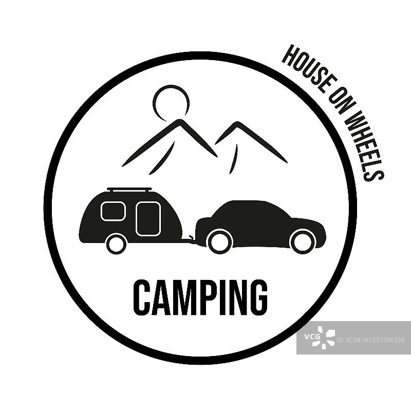 旅行拖车图标。移动的家,露营。图片素材