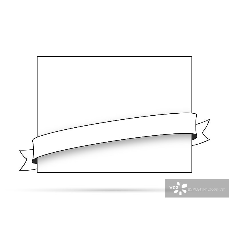 丝带(轮廓，线条艺术)，在空白白色标签-设计元素图片素材