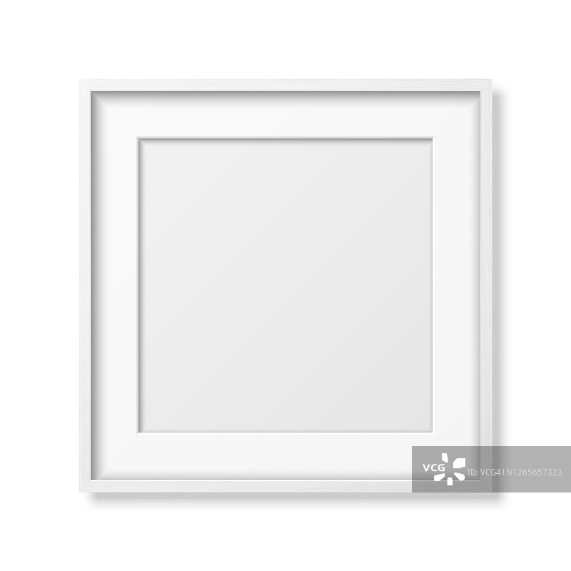 矢量3d现实正方形白色木制简单的现代框架图标特写孤立在白色。它可以用于演示。设计模板的模型，前视图图片素材