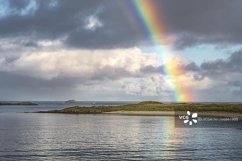 挪威，诺德兰，罗浮敦，海上彩虹图片素材