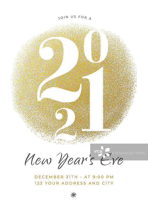 2021 -假日新年派对邀请设计模板。图片素材