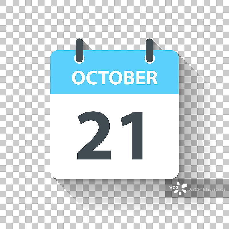 10月21日-每日日历图标在平面设计风格图片素材