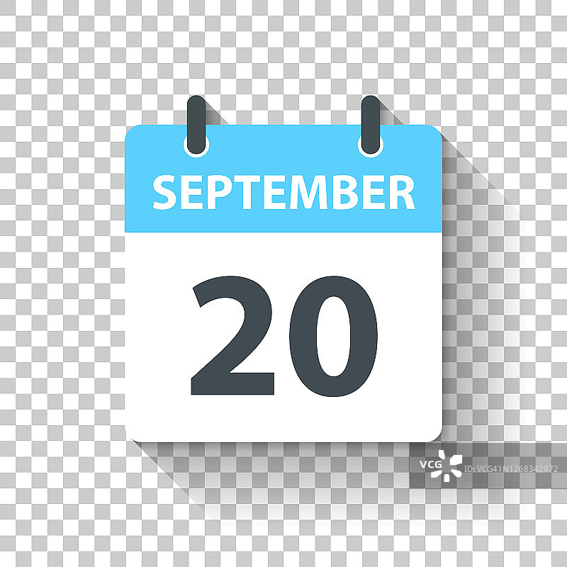 9月20日-平面设计风格的每日日历图标图片素材