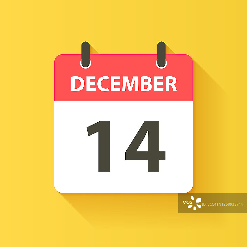 12月14日-每日日历图标在平面设计风格图片素材