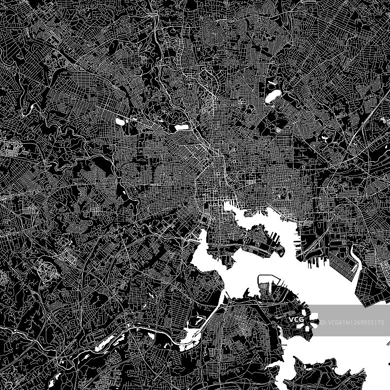 巴尔的摩，马里兰州，美国矢量地图图片素材