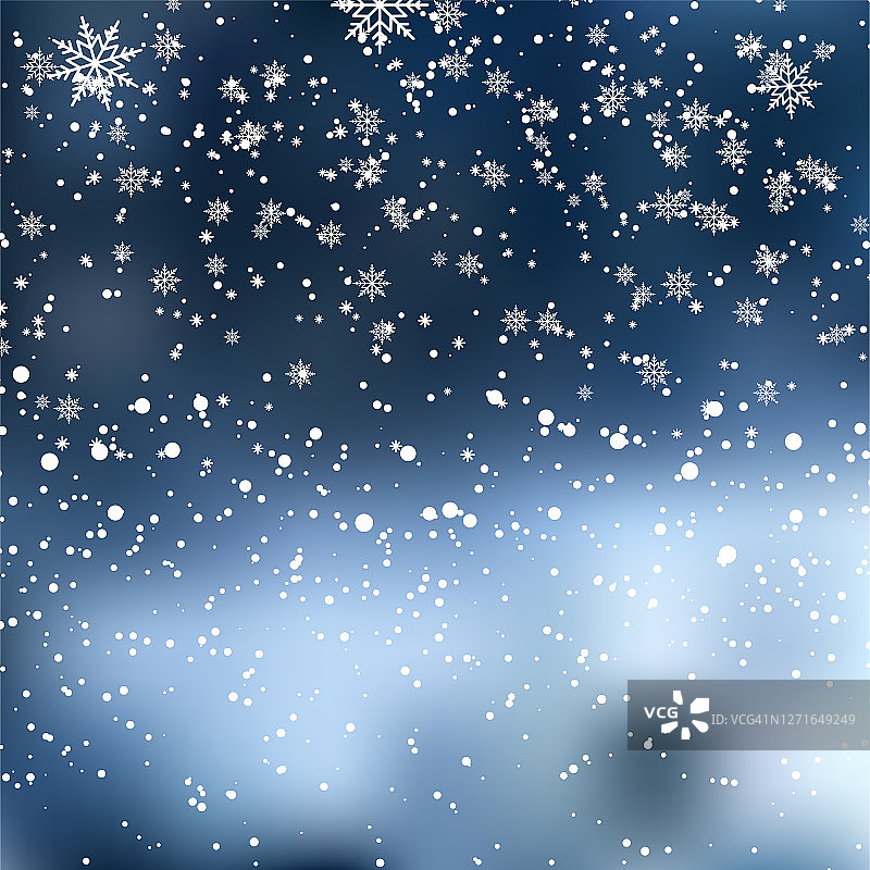 圣诞节或新年的背景与飘落的雪花。向量图片素材