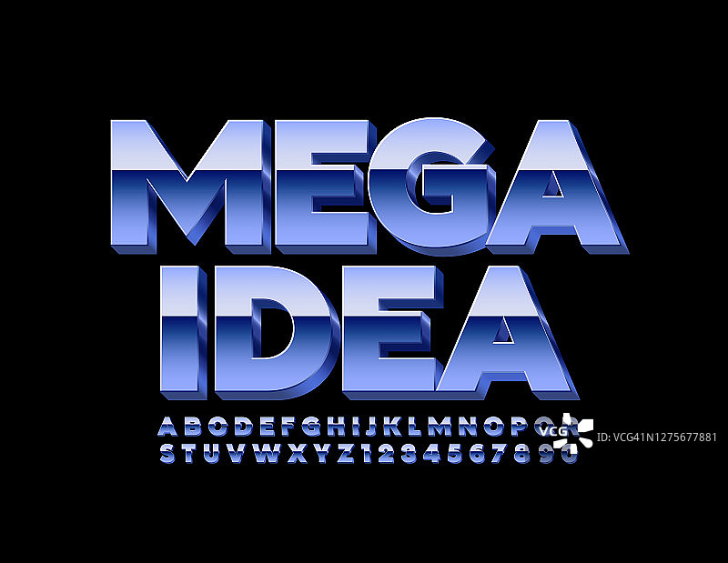 矢量金属标志Mega Idea与3D字母和数字图片素材