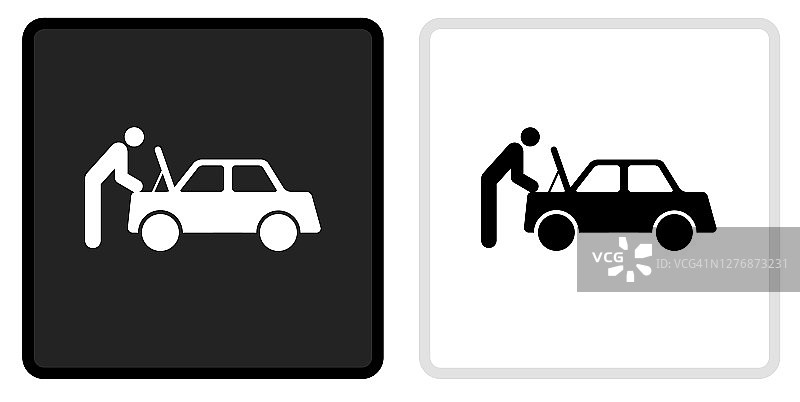 汽车技师图标上的黑色按钮与白色翻车图片素材