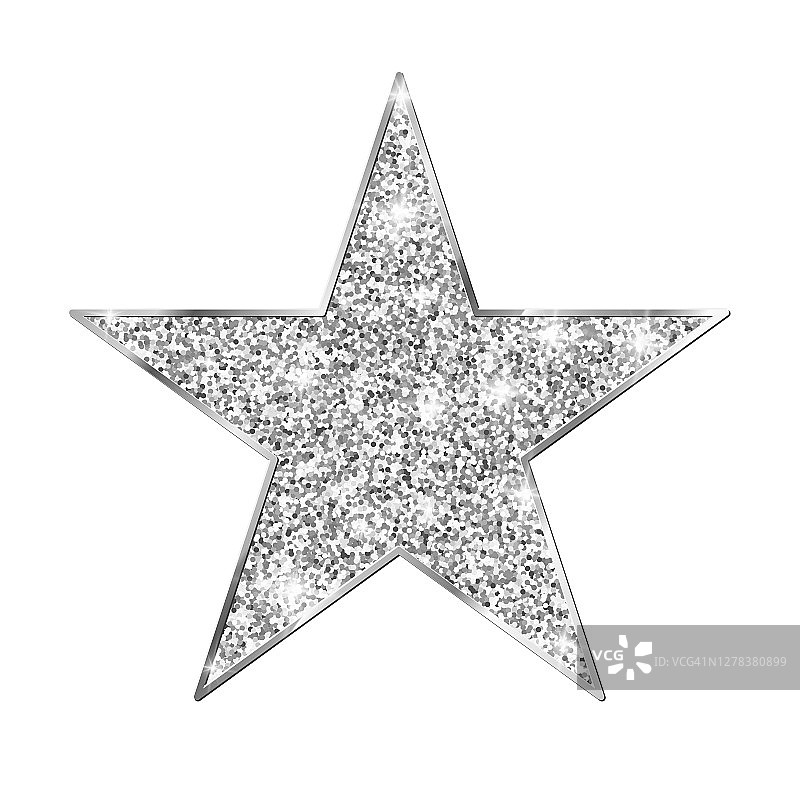 银色闪亮的星星孤立在白色的背景上图片素材