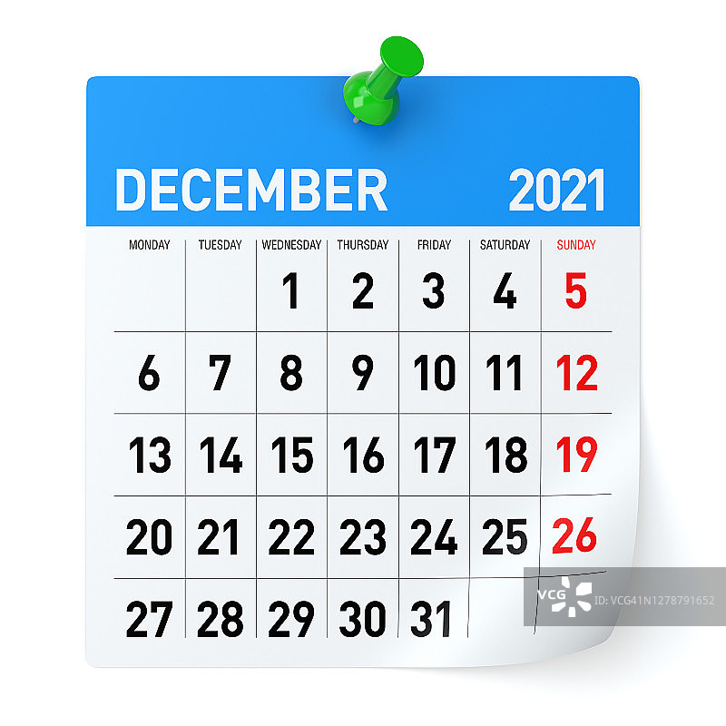 2021年12月-日历图片素材